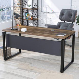Письмовий стіл LOFT DESIGN G-160-32 із царгою Горіх Модена/Чорний матовий 24091 фото