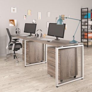 Двойной письменный стол LOFT DESIGN Q-135x2 Дуб Палена/Серебристый 24072 фото