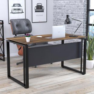 Письменный стол LOFT DESIGN G-135-16 с царгой Горіх Модена/Черный матовый 24080 фото